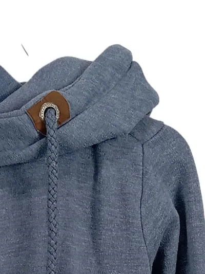 Sublevel Damen Kapuzenpullover Hoodie Gr. XS grau meliert Lederdetails