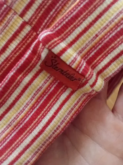 Sterntaler Mütze Kinder gestreift Rot Gelb Baumwolle Beanie