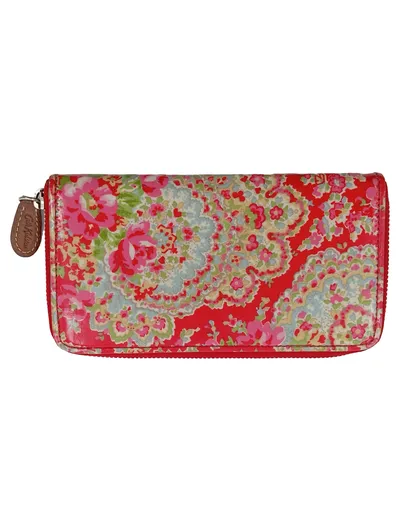Cath Kidston Damen Geldbörse Rot Blumenmuster Reißverschluss Portemonnaie