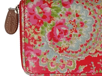 Cath Kidston Damen Geldbörse Rot Blumenmuster Reißverschluss Portemonnaie