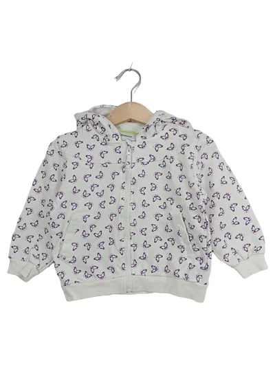 Topolino Sweatjacke Mädchen Gr. 86 Schmetterlinge Kapuze Weiß Lila