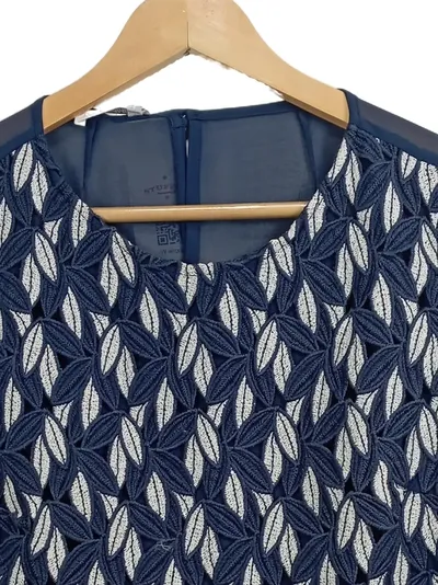 Naracamicie Damen Bluse Gr. 36 Blau Spitze Plissee Elegant Made in Italy