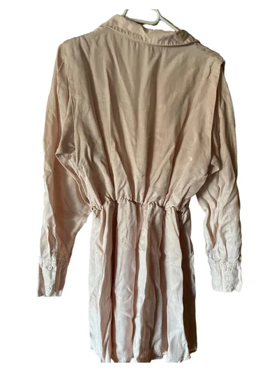 ZARA Damen Blusenkleid Rosa Gr. 36/S Casual Polyester Hemdblusenkleid