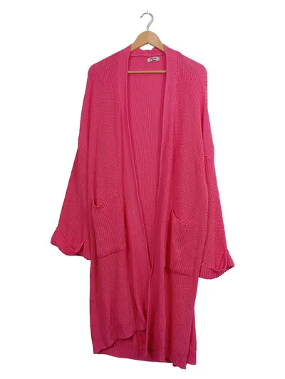 Xuna Damen Strickjacke Lang Offen Pink Gr. 40 Baumwolle Italy