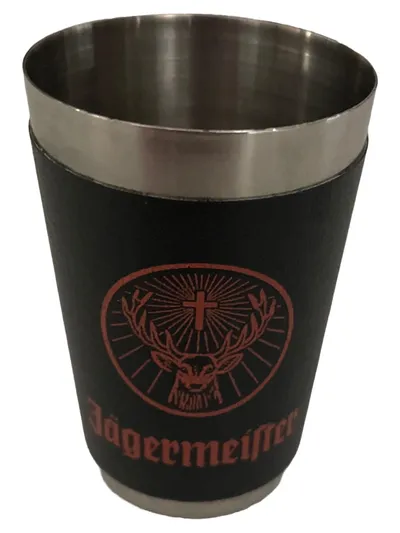 Jägermeister Shotglas Edelstahl Schwarz Logo Praktisch 6.5cm 4.5cm