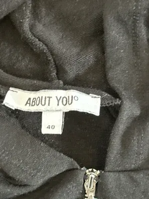 ABOUT YOU Damen Hoodie Sweatjacke Schwarz Gr. 40 L Kapuze Reißverschluss 3