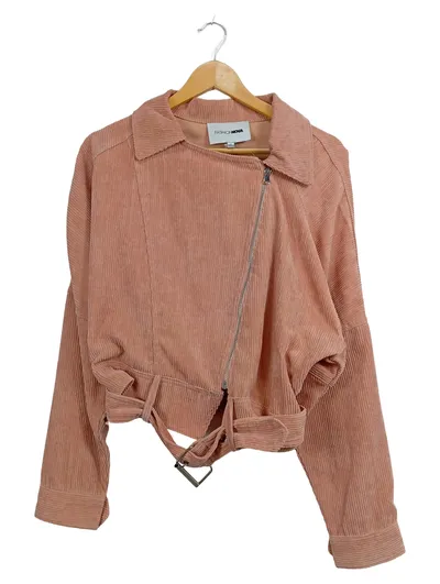 FashionNova Damen Cordjacke Rosa Gr. 36/S Retro