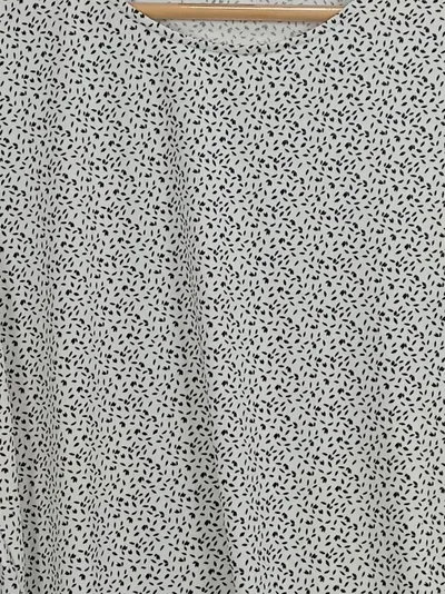 Adrianna Papell Damen Bluse XL 42 Weiß Schwarz Print Rüschenärmel