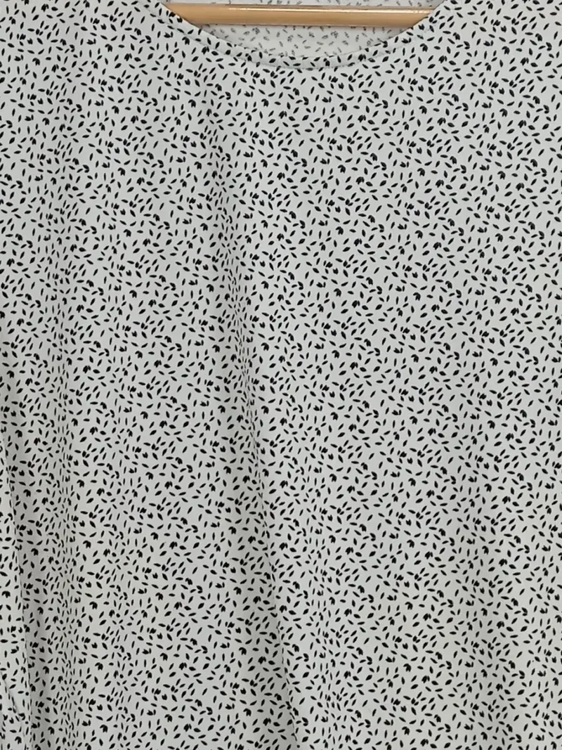 Adrianna Papell Damen Bluse XL 42 Weiß Schwarz Print Rüschenärmel 2