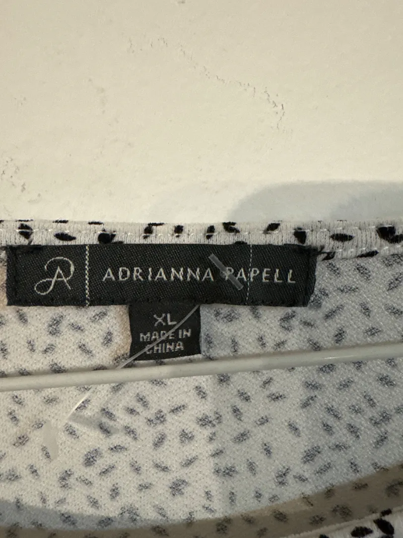 Adrianna Papell Damen Bluse XL 42 Weiß Schwarz Print Rüschenärmel 3