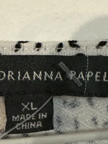 Adrianna Papell Damen Bluse XL 42 Weiß Schwarz Print Rüschenärmel 4