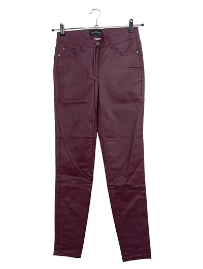 Amy Vermont Damen Hose Leggings Gr. 36 S Bordeaux Lila Skinny Coated