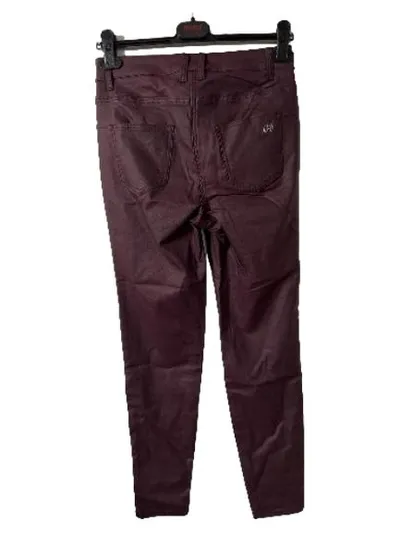 Amy Vermont Damen Hose Leggings Gr. 36 S Bordeaux Lila Skinny Coated