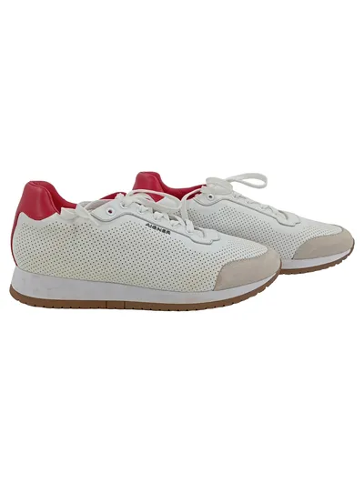 AIGNER Sneaker Low Herren Gr. 42 Weiß Rot Leder Sportlich