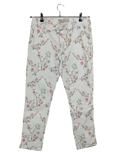 Mavi Damen Stoffhose Blumenmuster Weiß Rosa Gr. 40/L W31