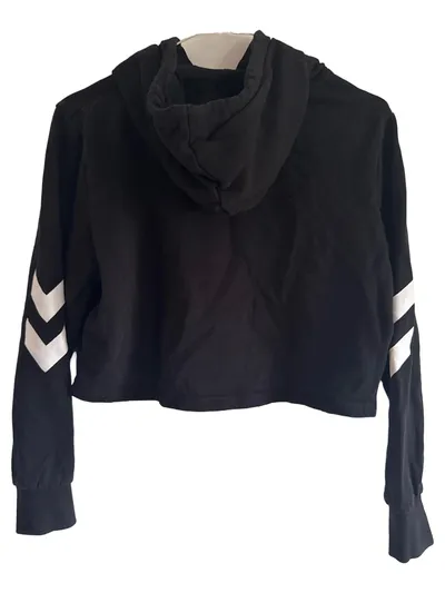 Hummel Damen Hoodie Crop Top Kapuzenpullover Logo Schwarz Gr. 36;S Baumwolle