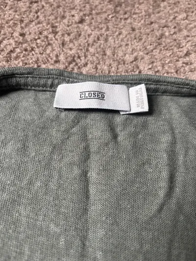 CLOSED Damen T-Shirt Gr. XXS Grün Leinen V-Ausschnitt Basic