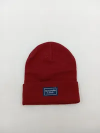 Abercrombie & Fitch Mütze Beanie Rot Herren Strickmütze Logo Casual 2