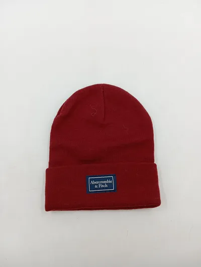 Abercrombie & Fitch Mütze Beanie Rot Herren Strickmütze Logo Casual