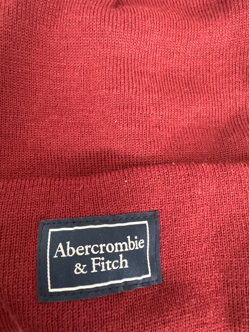 Abercrombie & Fitch Mütze Beanie Rot Herren Strickmütze Logo Casual 4