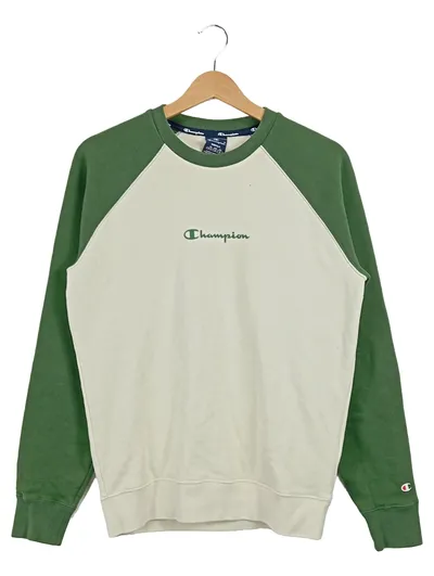 Champion Herren Sweatshirt Raglan Langarmshirt Grün Beige S