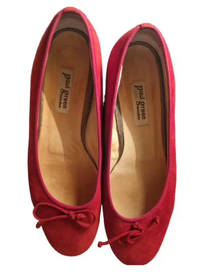 Paul Green Ballerinas Damen Wildleder Rot Klassisch Gr. 40 Schleife