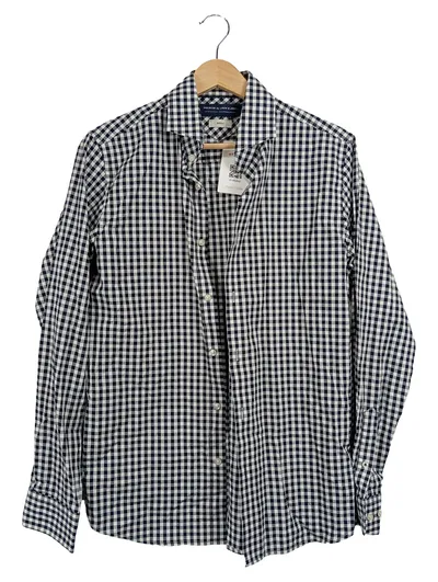 JACK & JONES Herren Business Hemd Kariert Gr. 36 Blau Baumwolle Langarm