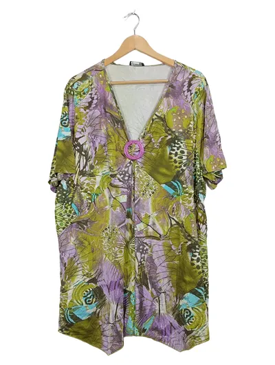 MIAMODA Damen Tunikakleid Schmetterling Muster XXL Mehrfarbig Sommer