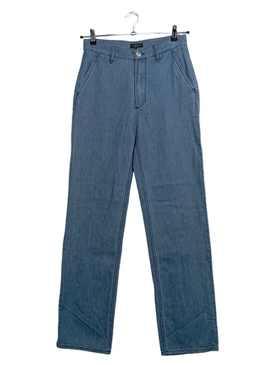 rag & bone Damen Jeans Straight Leg Blau W27 Baumwolle Leinen