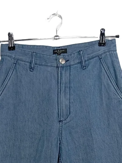 rag & bone Damen Jeans Straight Leg Blau W27 Baumwolle Leinen