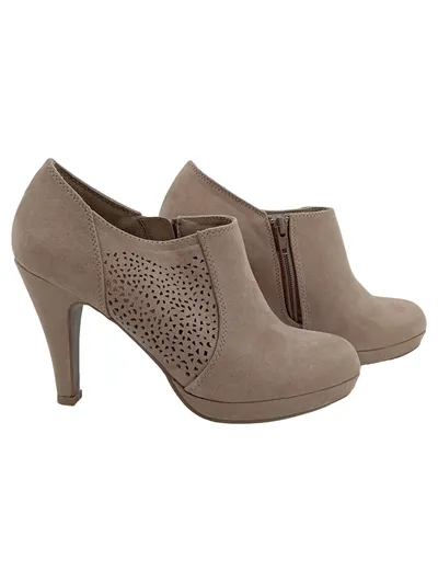 Jane Klain Damen Stiefelette Gr. 38 Beige Plateau Absatz Lochmuster