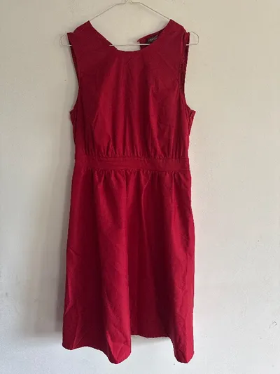Esprit Damen Businesskleid Gr. 40 Rot Elegant Ärmellos Baumwolle