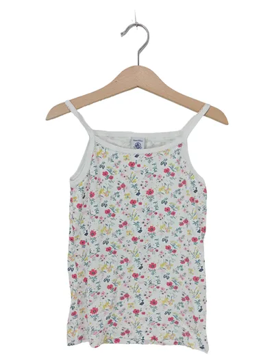 Petit Bateau Mädchen Unterhemd Blumenmuster Gr. 128 Weiß Baumwolle