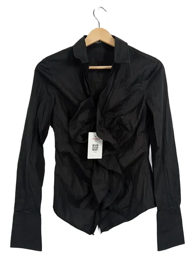 Marc Cain Damen Bluse Langarm Rüschen Schwarz Gr. 34/XS Elegant
