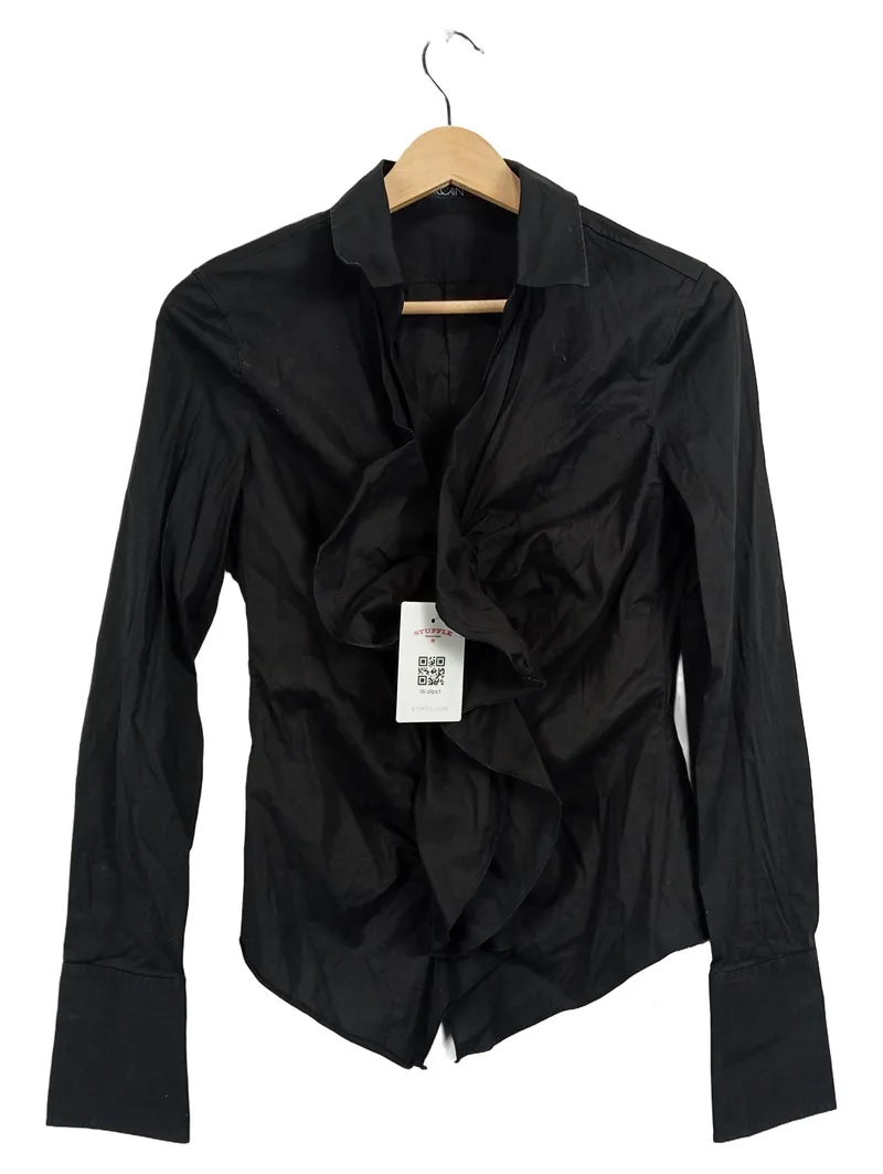 Marc Cain Damen Bluse Langarm Rüschen Schwarz Gr. 34/XS Elegant 1