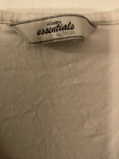 Tchibo Damen T-Shirt V-Ausschnitt Weiß Streifen Gr. 48/50 Viskose