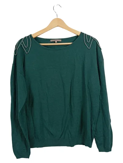 mint&berry Damen Pullover Gr. M Grün Perlen Schulter Elegant Alpaka