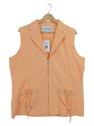 Gina Laura Weste Damen Gr. 40/L Orange Casual Reißverschluss Baumwoll-Mix