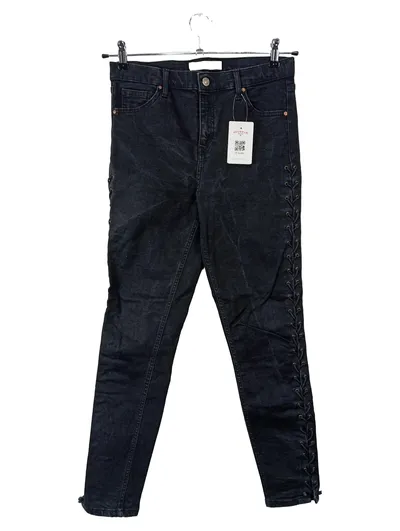Topshop Moto Jamie Jeans Damen W30 38 Schwarz Schnürung Skinny