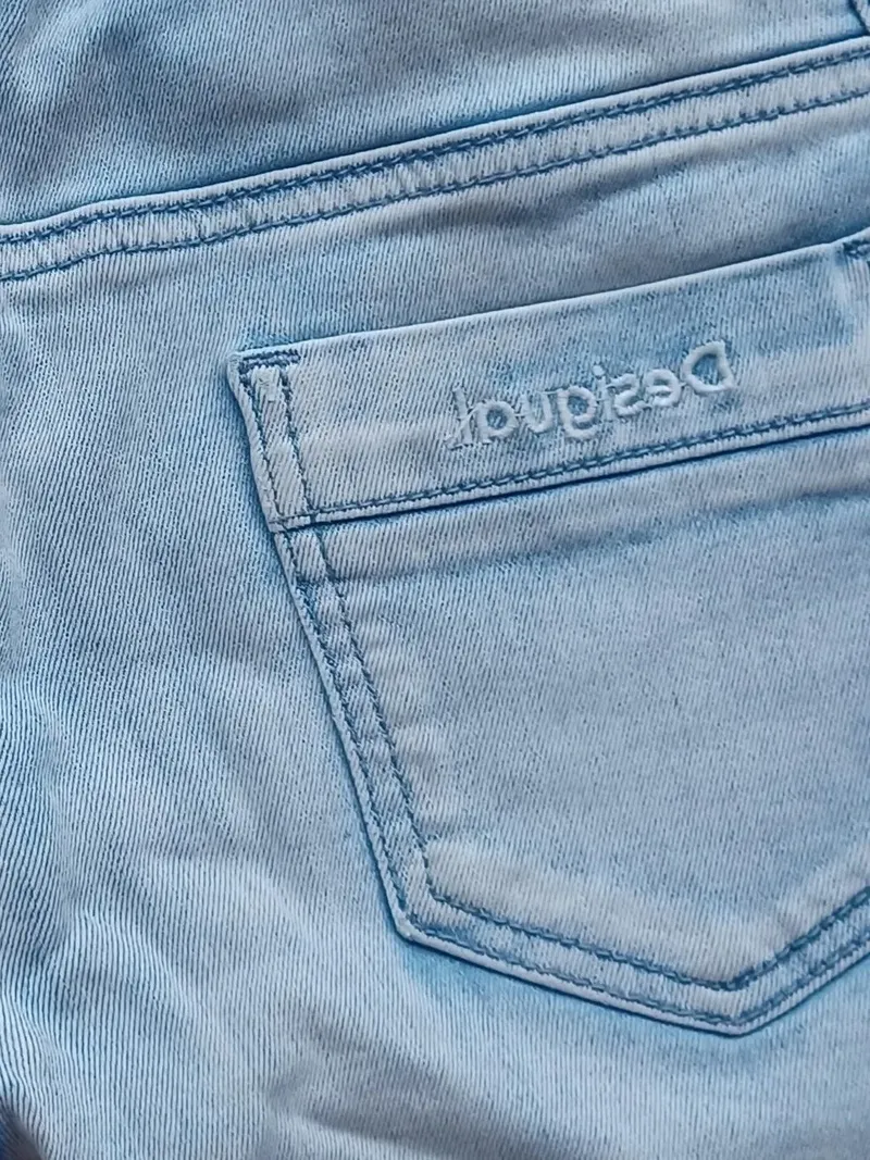 Desigual Kinder Jeans Shorts Gr. 140 Blumen Pailletten Baumwolle Blau 5