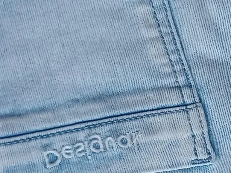 Desigual Kinder Jeans Shorts Gr. 140 Blumen Pailletten Baumwolle Blau 6