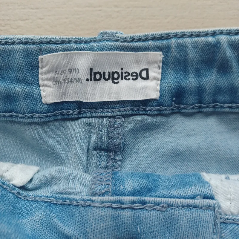 Desigual Kinder Jeans Shorts Gr. 140 Blumen Pailletten Baumwolle Blau 7