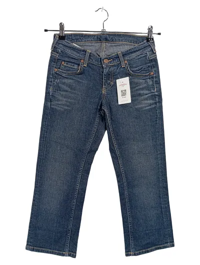 Mustang Damen Mom Jeans Blau Gr. 26 Stickerei Baumwolle Stretch