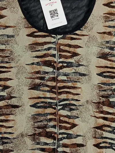 TAIFUN Damen T-Shirt Tigerprint Netzärmel Gr. 40/L Beige Schwarz