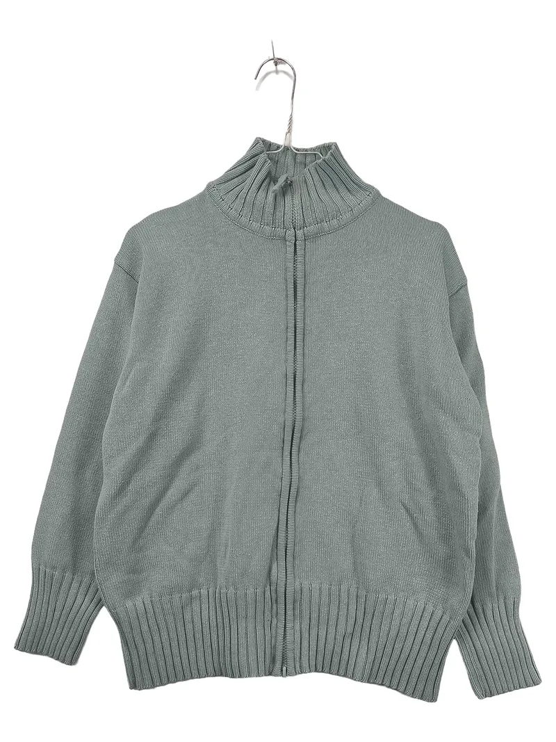 Casa Blanca Strickjacke Damen Gr. 42 Grün Reißverschluss Baumwolle 1