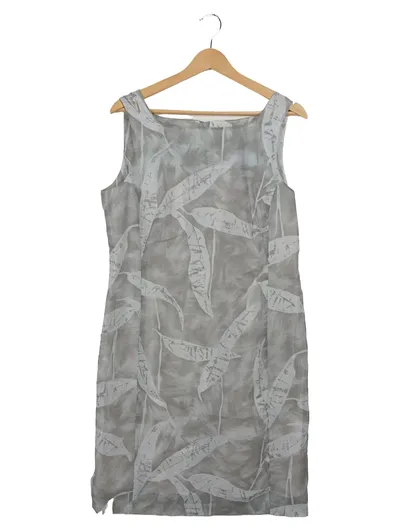 CARTOON Damen Sommerkleid Gr. 38 M Grau Casual mit Blattmuster