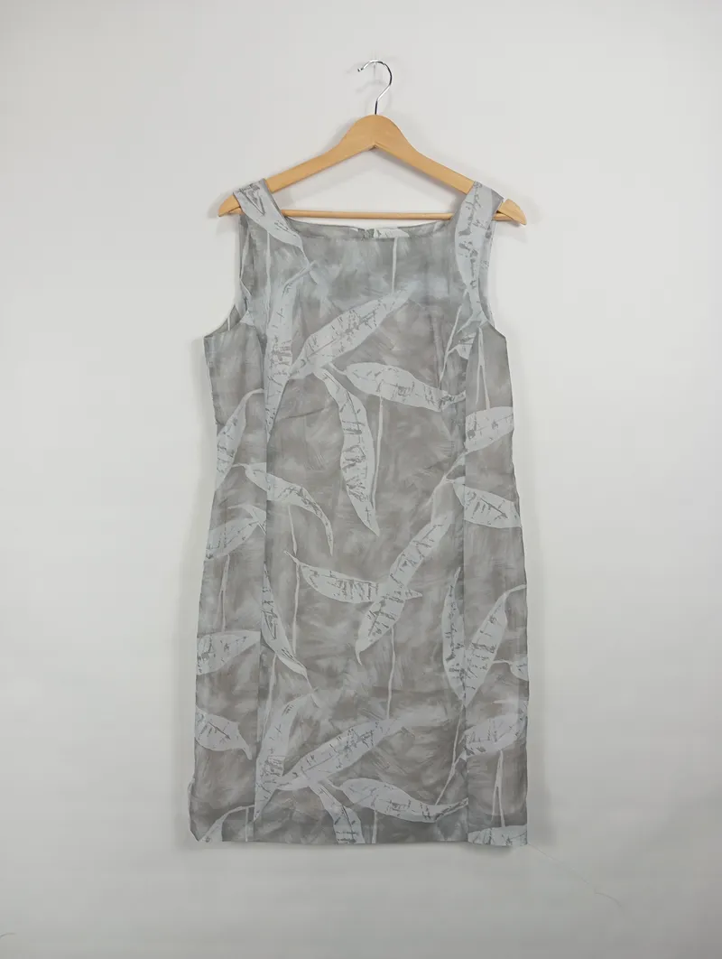 CARTOON Damen Sommerkleid Gr. 38 M Grau Casual mit Blattmuster 2