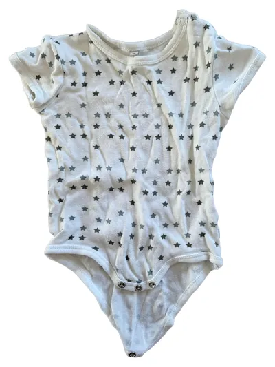 PIPPI Baby Body Kurzarm Gr. 80 Sterne Baumwolle Weiß Jungen Mädchen
