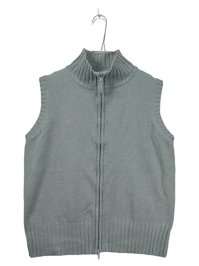 Casa Blanca Pullunder Strickweste Damen 42/XL Blau Reißverschluss Stehkragen