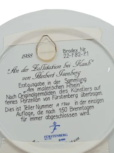 Fürstenberg Sammelteller An der Zollstation bei Kaub Herbert Isenberg 1988